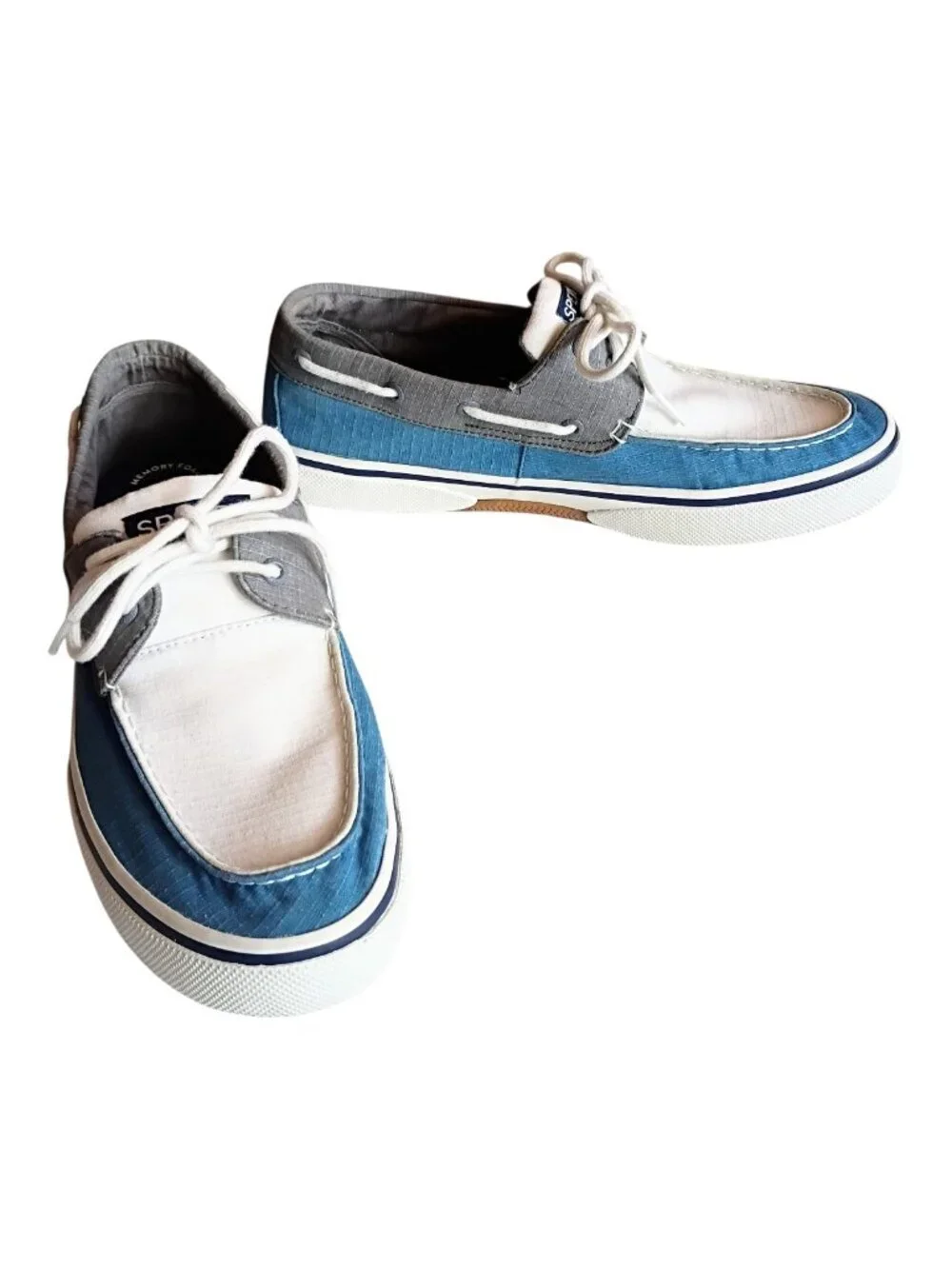 SPERRY Men's Halyard 2 Eye RipStop Blue Gray Casual Boat Shoes Sz 10.5